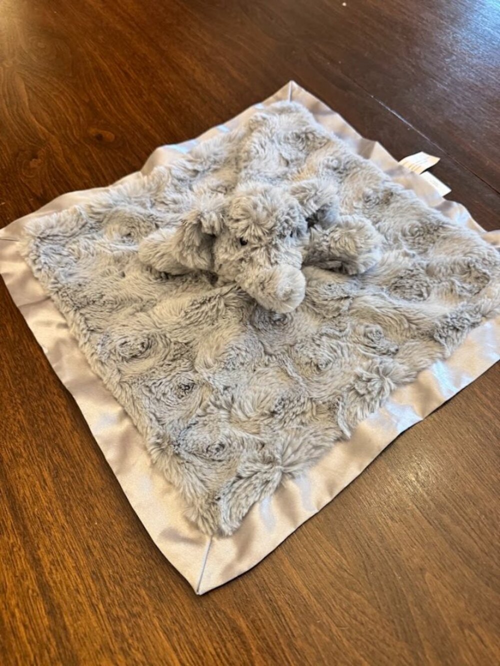 Cloud Island Baby Elephant Gray Security Blanket Minky Lovey Plush Satin Trim
